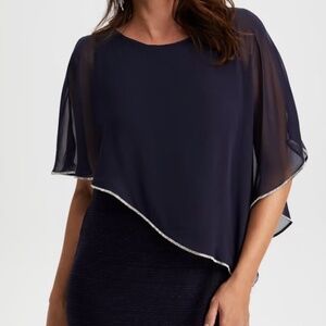 Size 16 - New Navy Rhinestone Detail Poncho Dress (never worn)